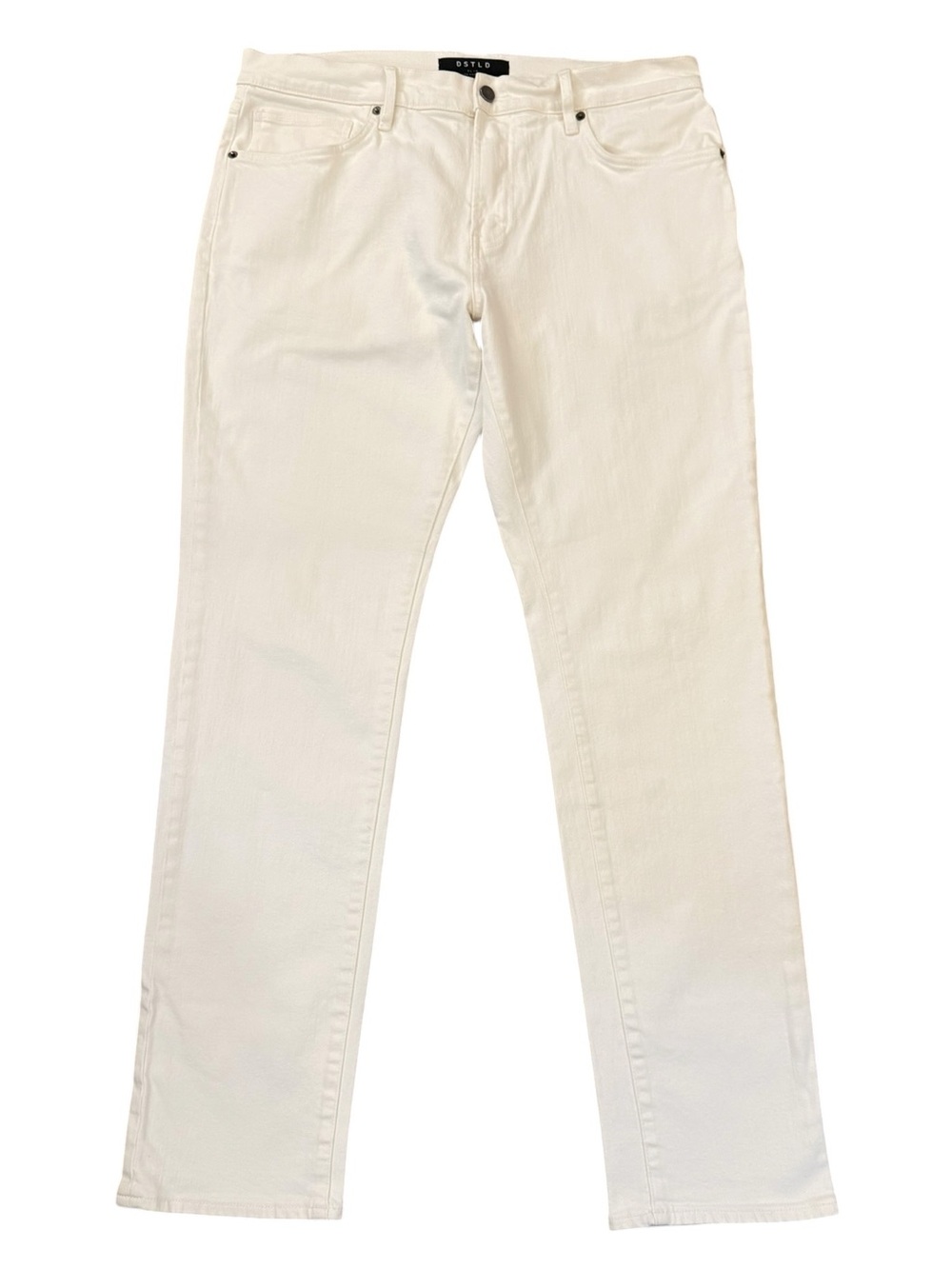 DSTLD Cream White Slim Straight Jeans Mens 36x34 Cotton Stretch Denim Minimalist
